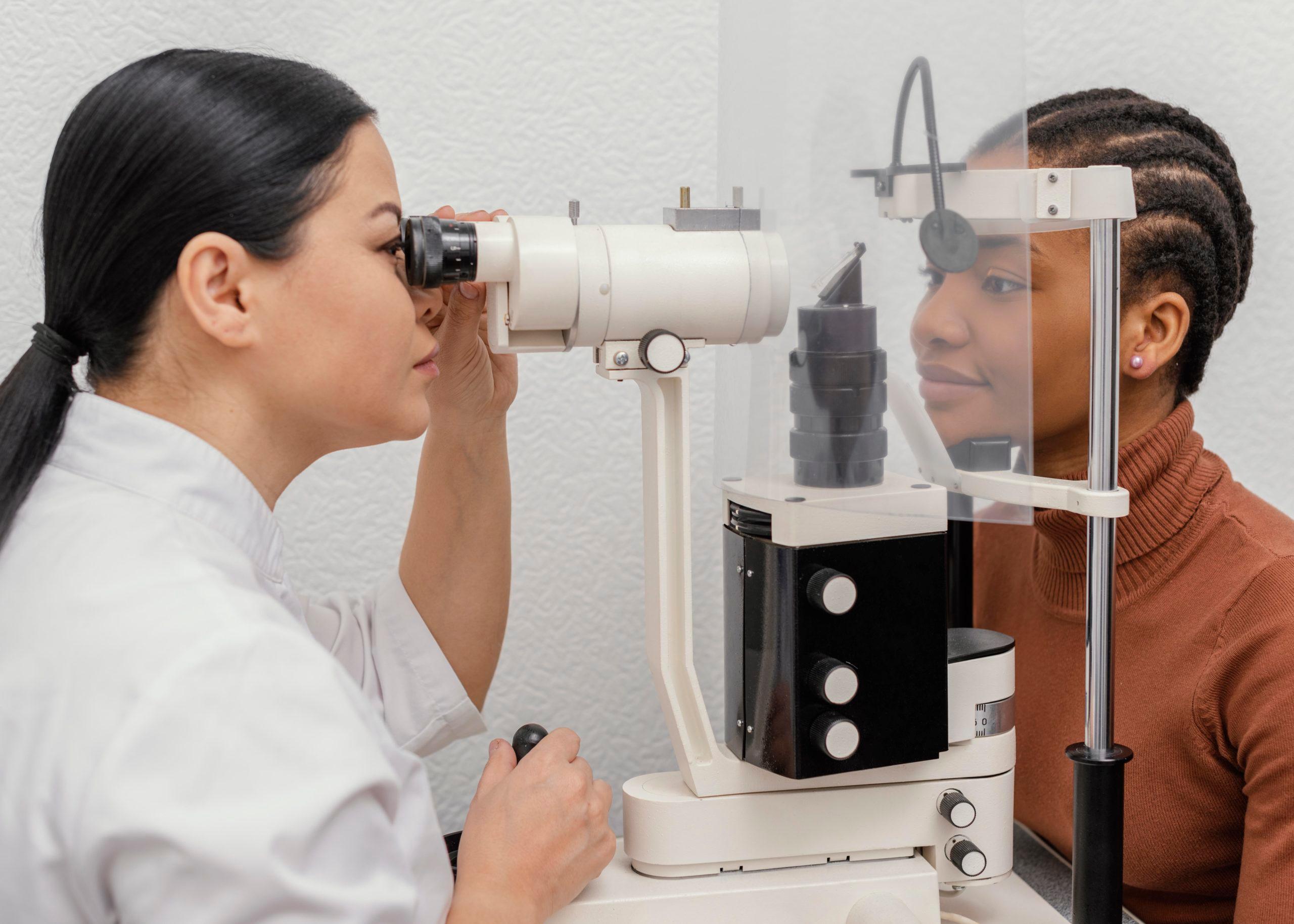 ophthalmologist examining eyesight