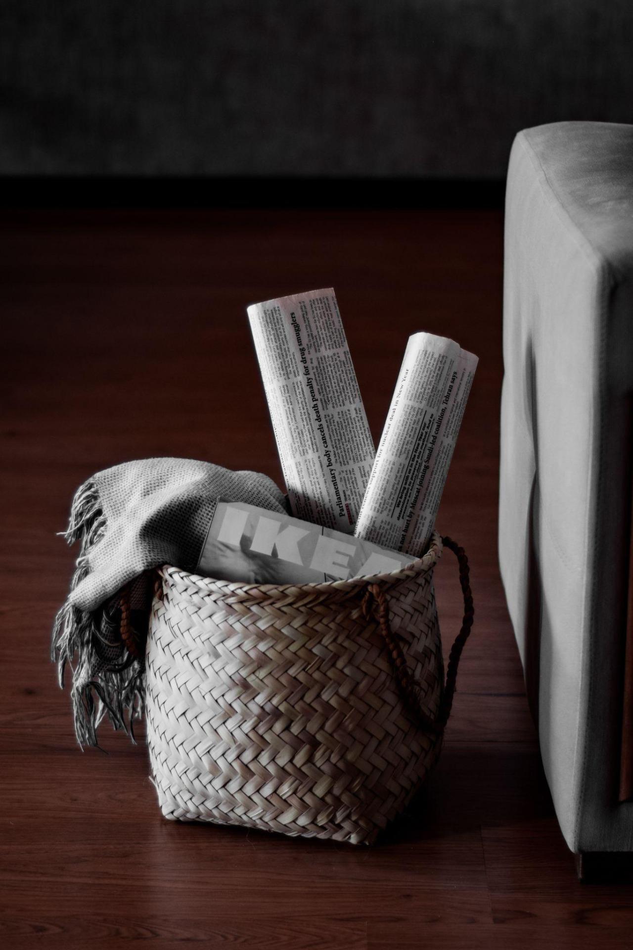 IKEA home decoration basket with magazines